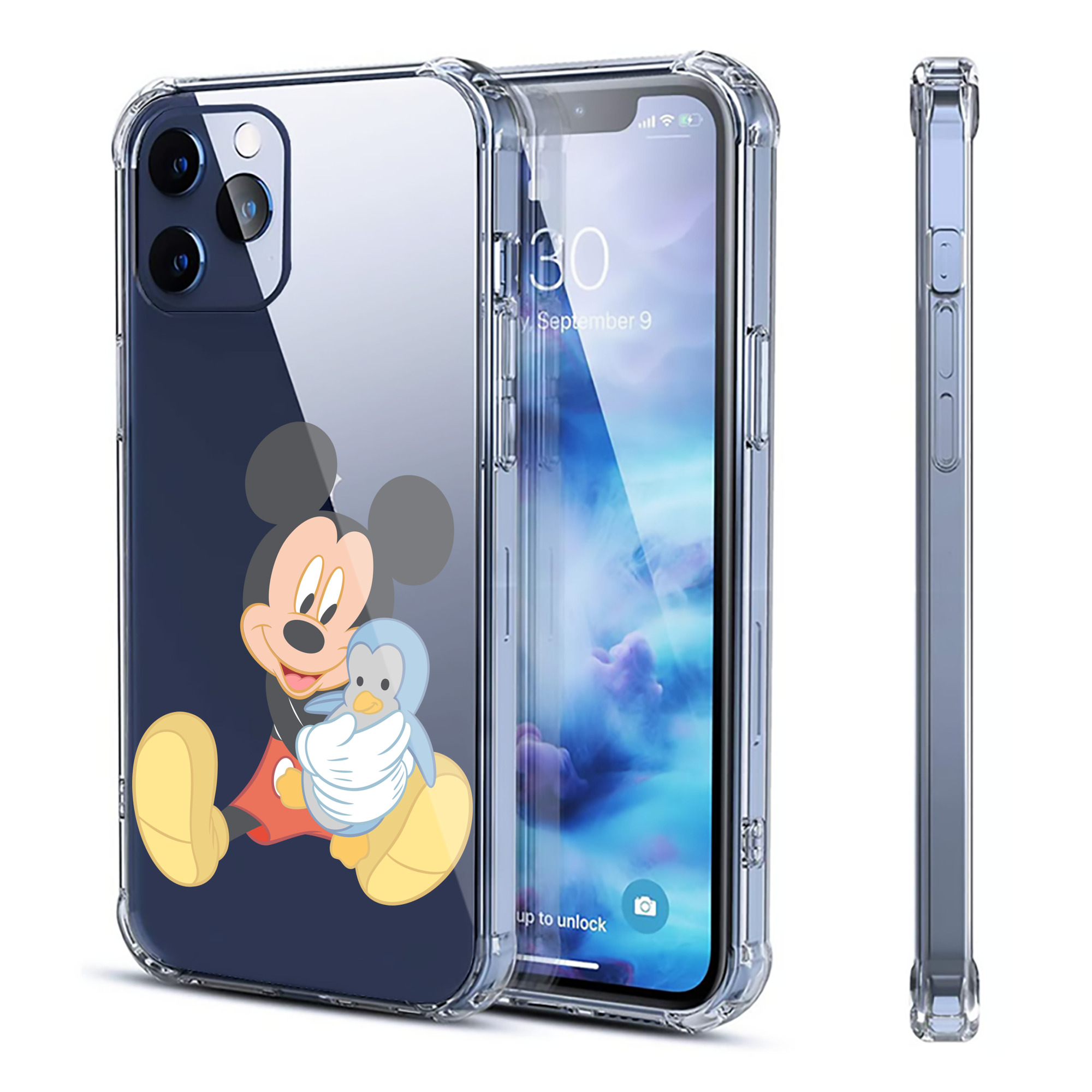 （画像用） ミッキーマウス Mickey Mouse 【iPhone 12シリーズ対応】透明スマホケース（クリアソフトケース）